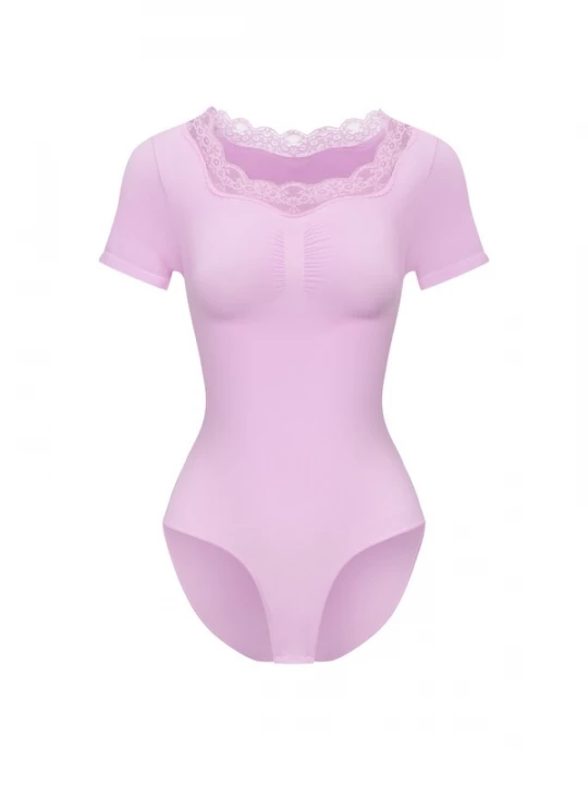 Foto van product cfab Shapingbody 'Lace T-Shirt Bodysuit Sculpting Shapewear with slip' orchidee