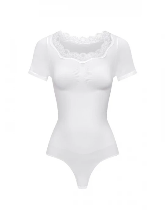 Foto van product cfab Shapingbody 'Lace T-Shirt Bodysuit Sculpting Shapewear with String' wit