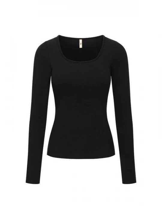 Foto van product cfab Top 'Cotton Long Sleeve mit integriertem Wireless Bra' zwart