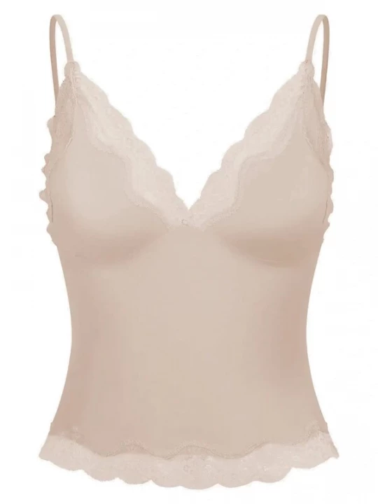Foto van product cfab Top 'Deep Neck Lace Top' beige