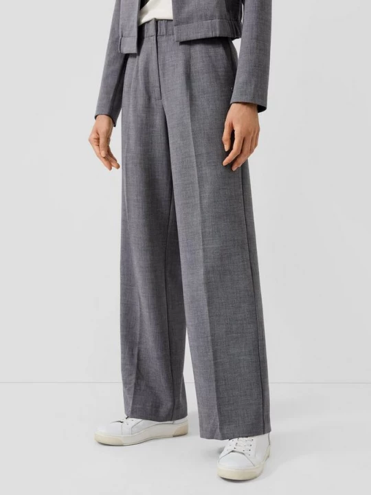 Foto van product Chambray broek met wijde pijpen en elastische tailleband s.Oliver grijs