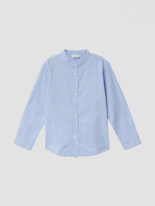 Foto van product Chambray overhemd met opstaande kraag in slim fit s.Oliver blauw