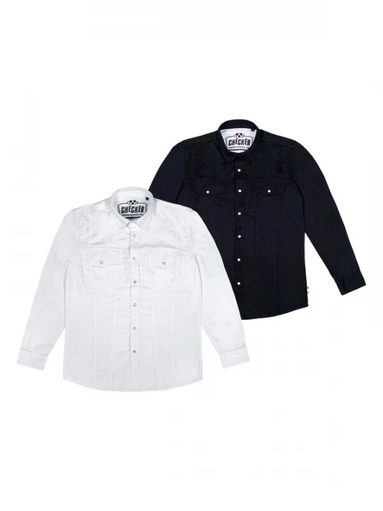 Foto van product Checker Overhemd ' Dynasty Denim ' navy / wit