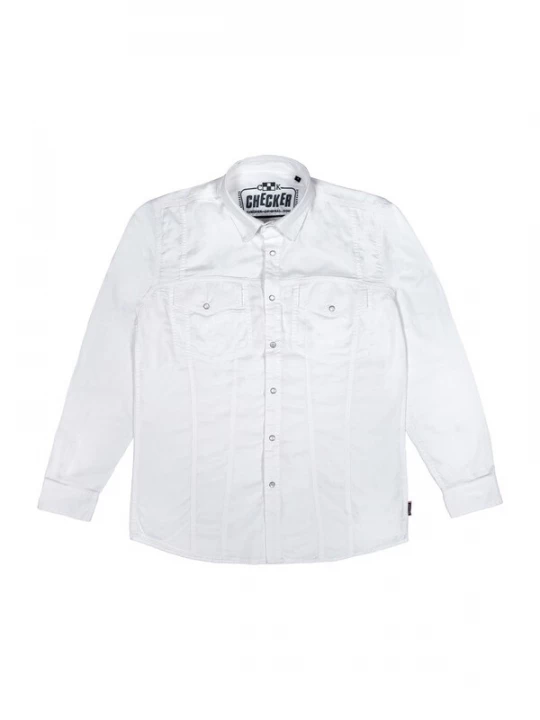 Foto van product Checker Overhemd ' Dynasty Denim ' wit