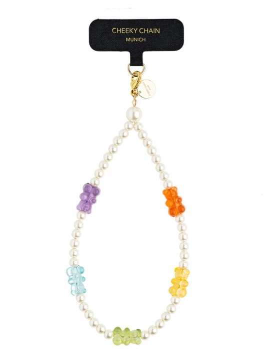 Foto van product Cheeky Chain Munich Smartphonehoesje 'Gummy Bear' crème / lichtblauw / geel / goud