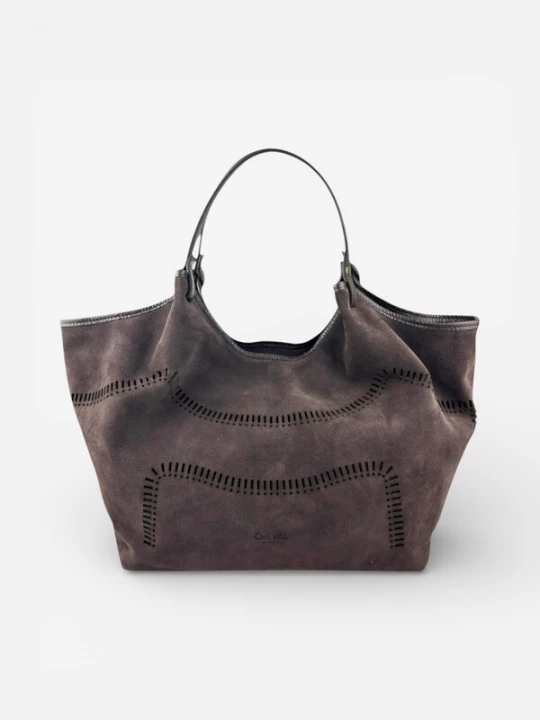 Foto van product Cheval Firenze Schoudertas 'Madera Suede' donkerbruin
