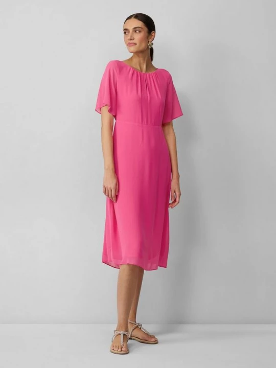 Foto van product Chiffon midi-jurk met korte mouwen en ondoorzichtige voering s.Oliver roze