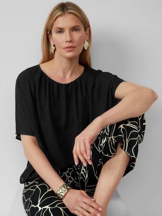 Foto van product Chiffon shirt met een loose fit en jersey voering s.Oliver zwart
