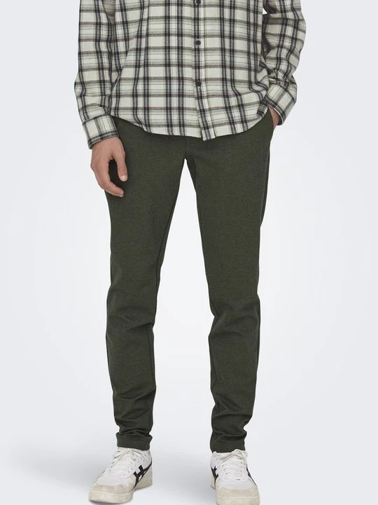 Foto van product Chino Only & Sons olijfgroen gemêleerd