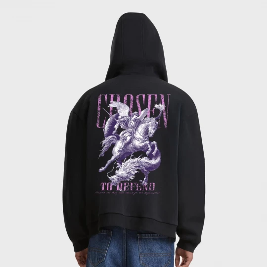 Foto van product Chosen To Defent Fluffy Zip Hoody Mister Tee zwart
