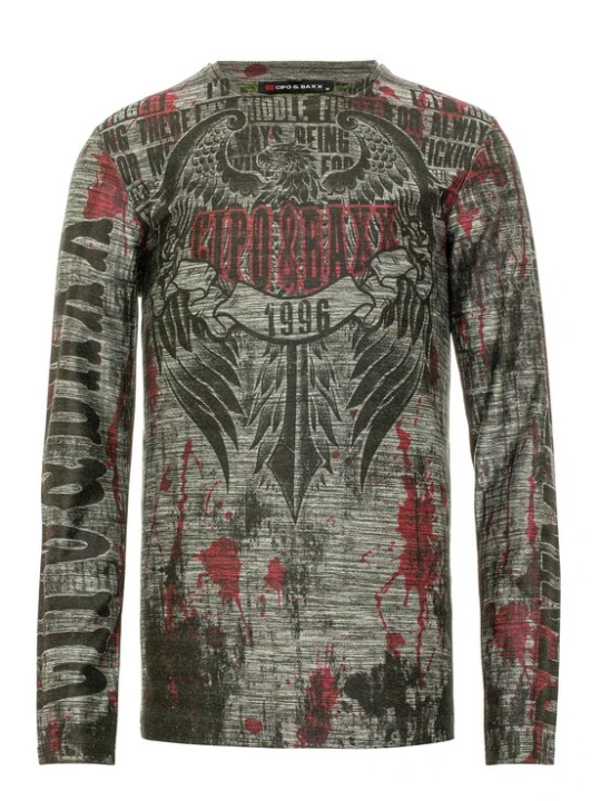 Foto van product CIPO & BAXX Shirt antraciet / gemengde kleuren