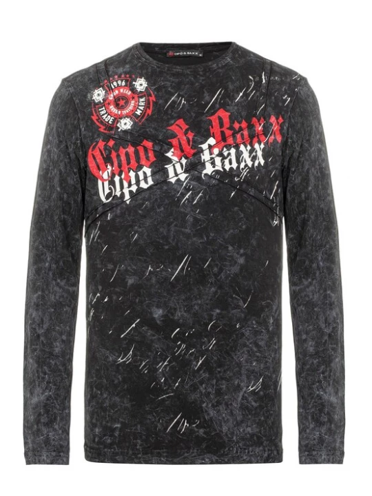 Foto van product CIPO & BAXX Shirt antraciet / rood / zwart / wit