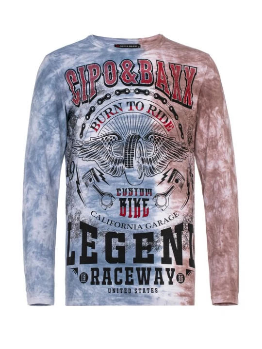Foto van product CIPO & BAXX Shirt blauw / bruin / rood / zwart
