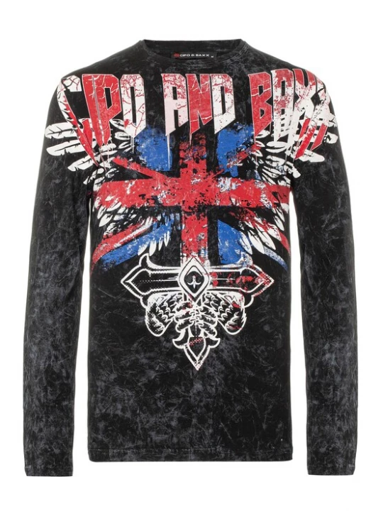 Foto van product CIPO & BAXX Shirt blauw / cranberry / zwart / wit