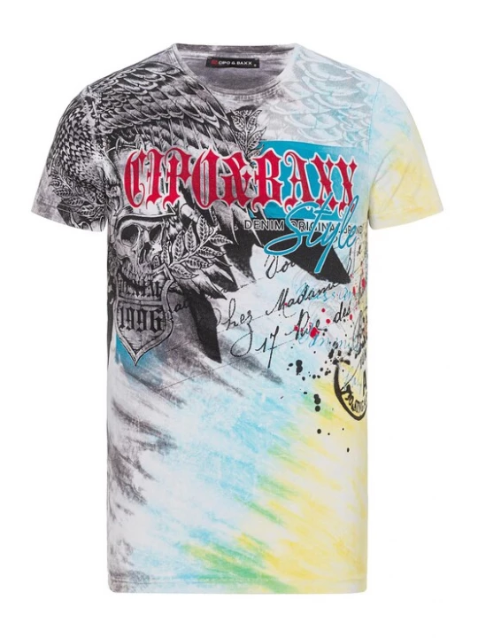 Foto van product CIPO & BAXX Shirt blauw / geel / rood / zwart