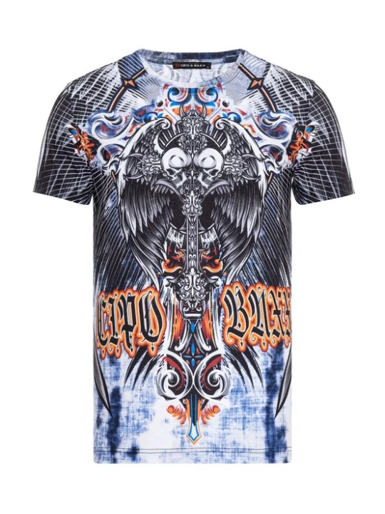 Foto van product CIPO & BAXX Shirt blauw / grijs / zwart