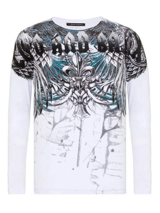 Foto van product CIPO & BAXX Shirt blauw / grijs / zwart / wit