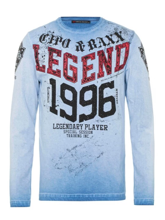 Foto van product CIPO & BAXX Shirt blauw / lichtblauw / robijnrood / zwart