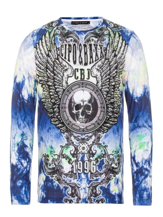 Foto van product CIPO & BAXX Shirt blauw / limoen / zwart / wit