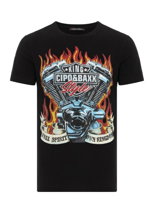 Foto van product CIPO & BAXX Shirt blauw / rood / zwart