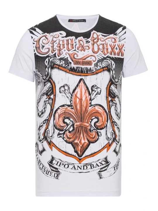 Foto van product CIPO & BAXX Shirt cognac / zwart / wit