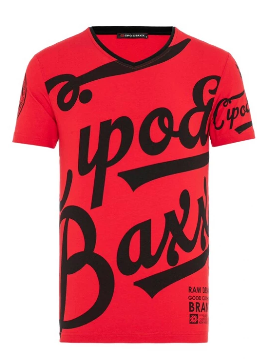Foto van product CIPO & BAXX Shirt 'CT635' rood / zwart
