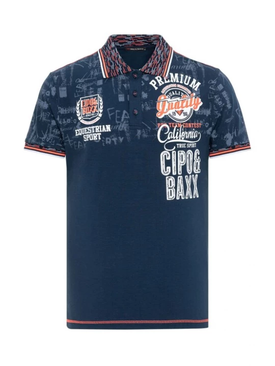 Foto van product CIPO & BAXX Shirt donkerblauw / bruin / wit