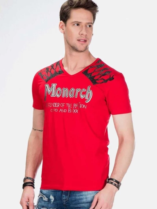 Foto van product CIPO & BAXX Shirt grijs / bloedrood / zwart / offwhite