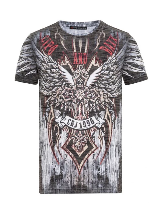 Foto van product CIPO & BAXX Shirt grijs / greige / rood