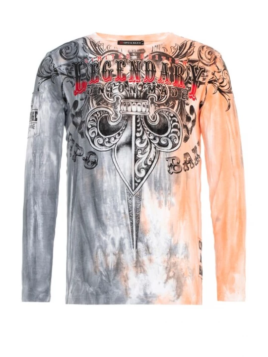 Foto van product CIPO & BAXX Shirt grijs / oranje / zwart / wit