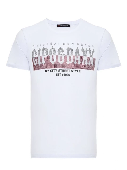Foto van product CIPO & BAXX Shirt grijs / pastelrood / wit