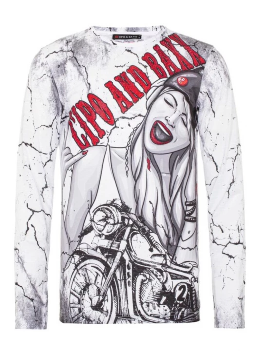 Foto van product CIPO & BAXX Shirt grijs / rood / wit