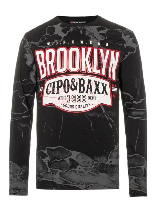 Foto van product CIPO & BAXX Shirt grijs / rood / zwart