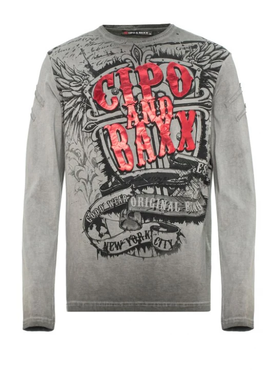 Foto van product CIPO & BAXX Shirt grijs / rood / zwart