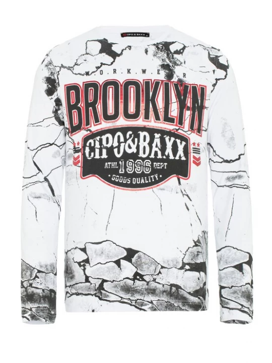 Foto van product CIPO & BAXX Shirt grijs / rood / zwart / wit
