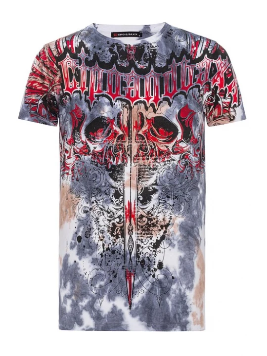 Foto van product CIPO & BAXX Shirt indigo / rood / zwart