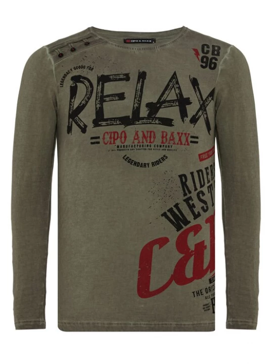 Foto van product CIPO & BAXX Shirt kaki / bloedrood / zwart