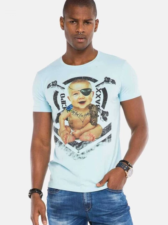 Foto van product CIPO & BAXX Shirt lichtblauw / gemengde kleuren