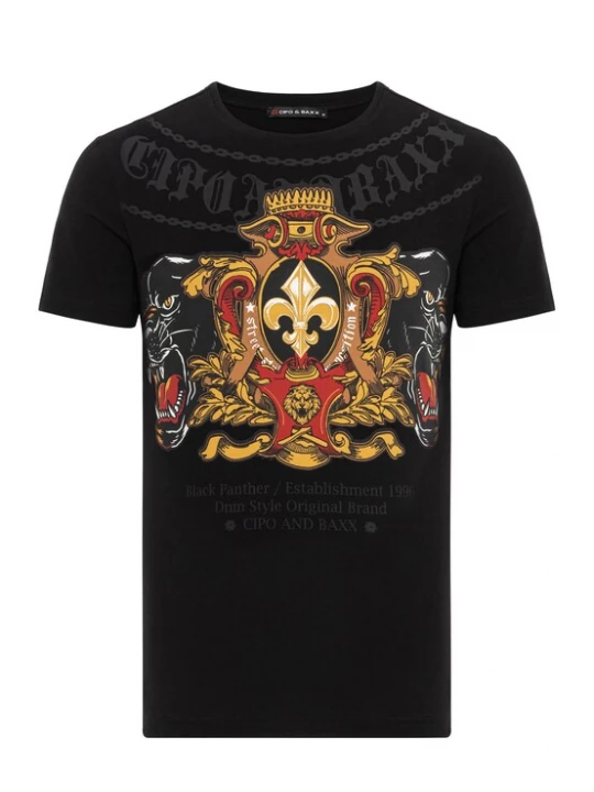 Foto van product CIPO & BAXX Shirt lichtbruin / rood / zwart