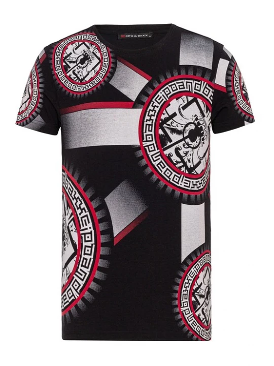 Foto van product CIPO & BAXX Shirt lichtgrijs / rood / zwart