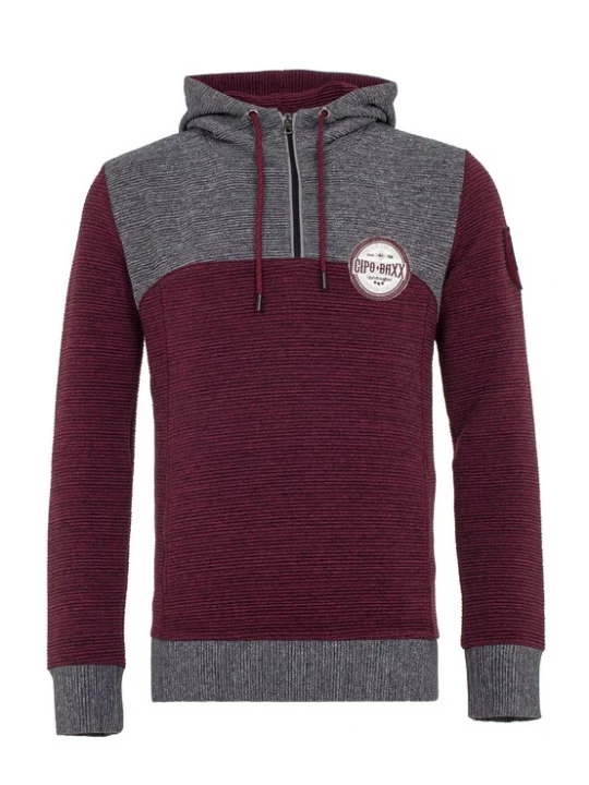 Foto van product CIPO & BAXX Sweatshirt grijs / bourgogne / wit