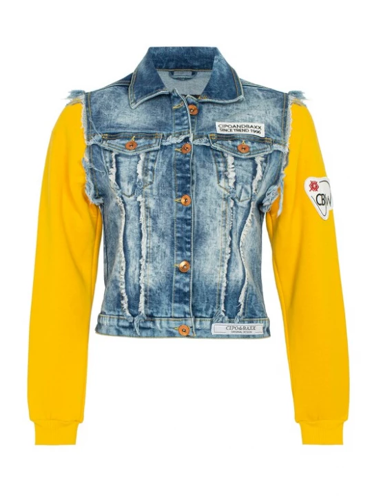 Foto van product CIPO & BAXX Tussenjas blauw denim / geel