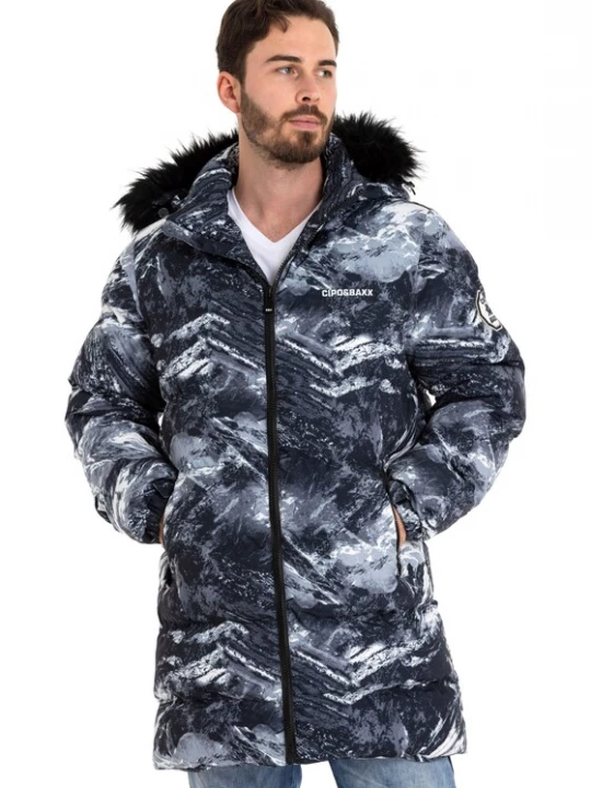 Foto van product CIPO & BAXX Winterjas grijs / zwart / wit