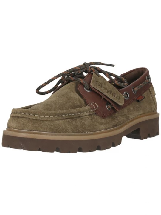 Foto van product CLARKS Veterschoen 'Cleyhill Boat' chocoladebruin / olijfgroen
