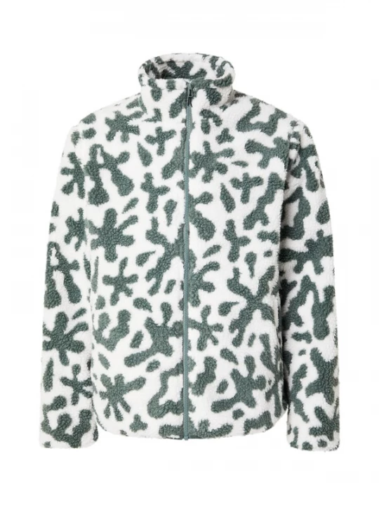 Foto van product Cleptomanicx Fleece jas 'Oh Shit' lichtbeige / groen