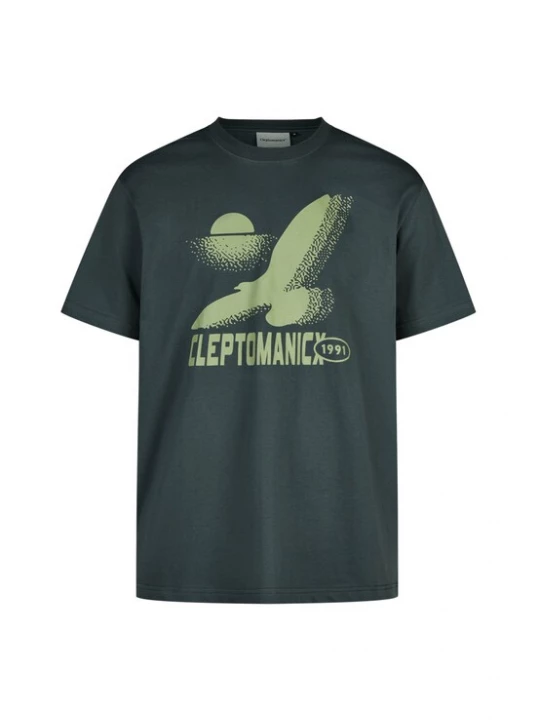 Foto van product Cleptomanicx Shirt 'Always the Sun..' donkergroen
