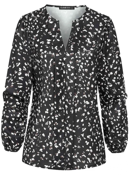 Foto van product Cloud5ive Blouse chocoladebruin / zwart / wit