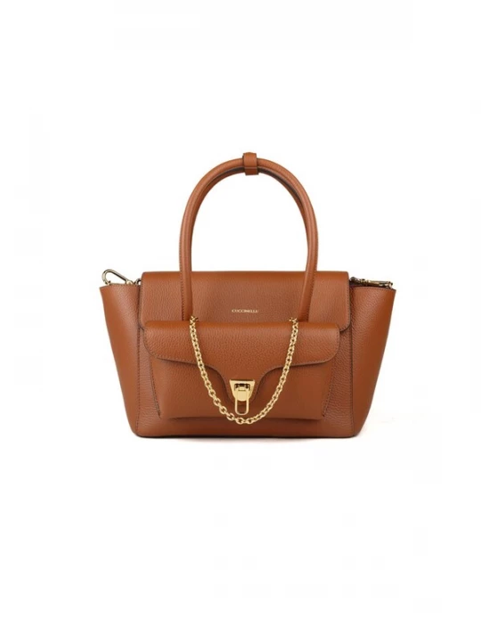 Foto van product Coccinelle Handtas 'Coccinelle Double Beat Handbag Grained Leather' cognac