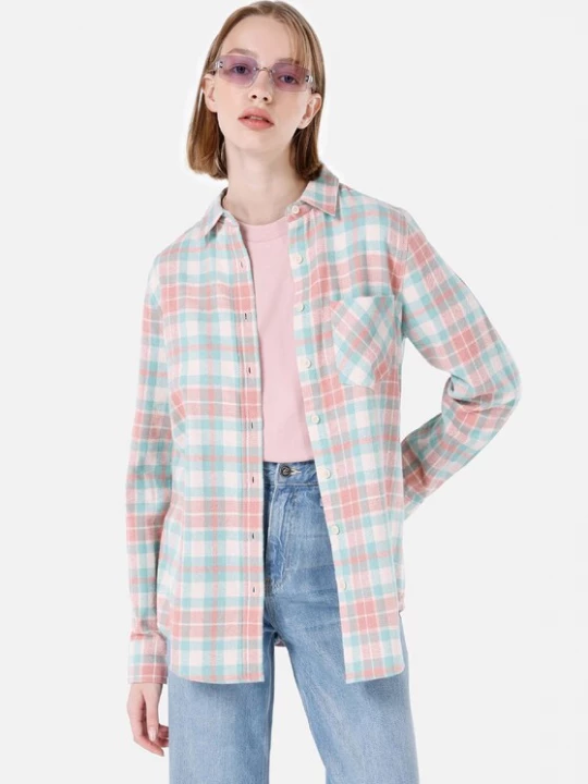 Foto van product Colin's Blouse lichtgroen / watermeloen rood / offwhite