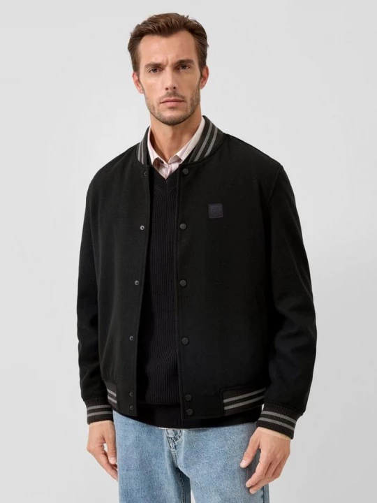 Foto van product College jack met geribde manchetten en logopatch s.Oliver zwart